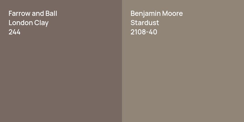 Farrow and Ball London Clay vs. Benjamin Moore Stardust