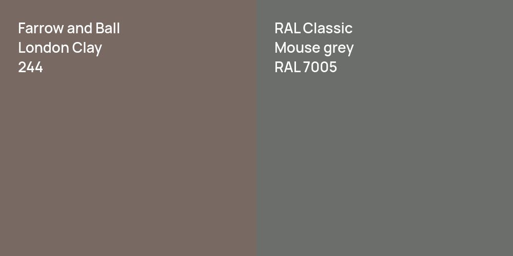 Farrow and Ball London Clay vs. RAL Classic  Mouse grey