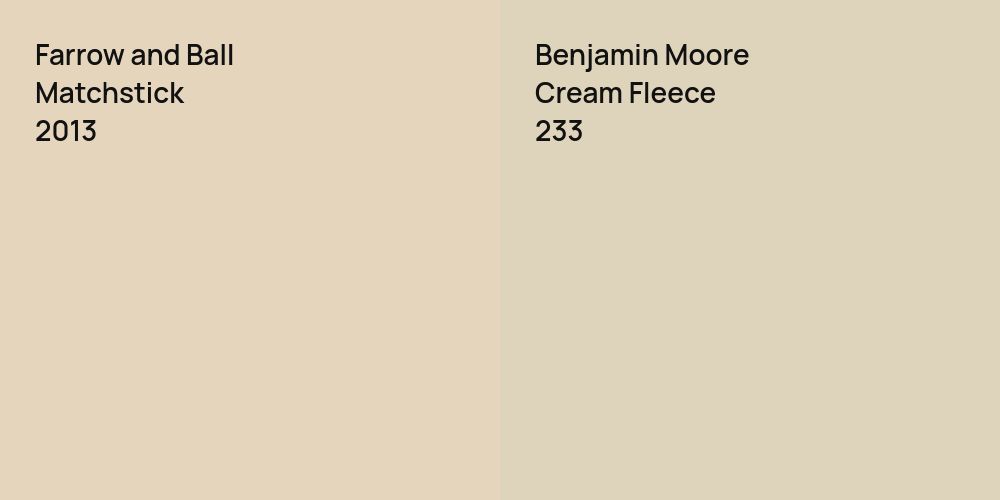 Farrow and Ball Matchstick vs. Benjamin Moore Cream Fleece