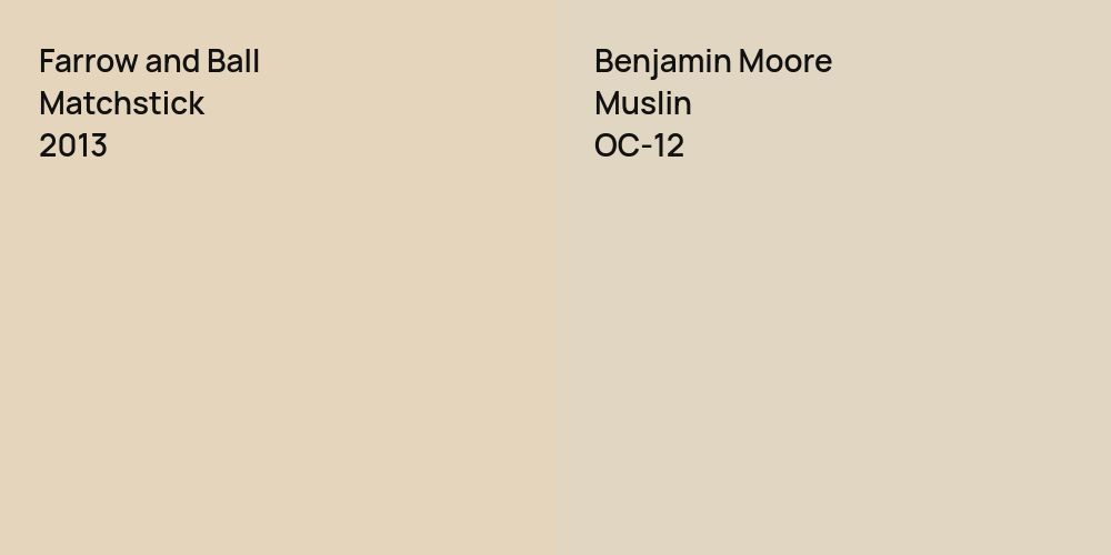 Farrow and Ball Matchstick vs. Benjamin Moore Muslin