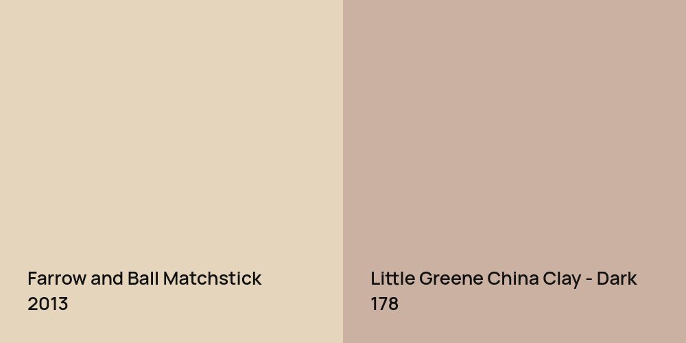 Farrow and Ball Matchstick vs. Little Greene China Clay - Dark