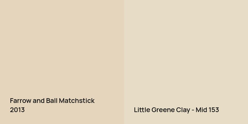 Farrow and Ball Matchstick vs. Little Greene Clay - Mid