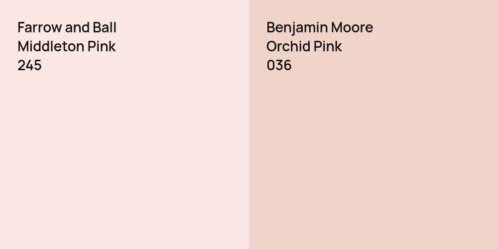 Farrow and Ball Middleton Pink vs. Benjamin Moore Orchid Pink