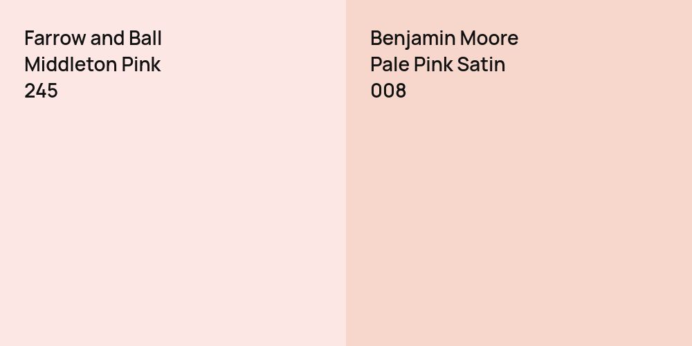 Farrow and Ball Middleton Pink vs. Benjamin Moore Pale Pink Satin