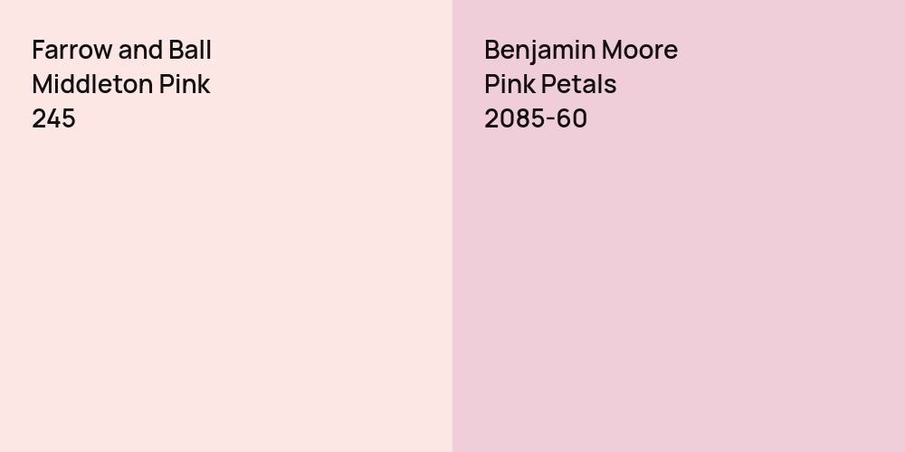 Farrow and Ball Middleton Pink vs. Benjamin Moore Pink Petals