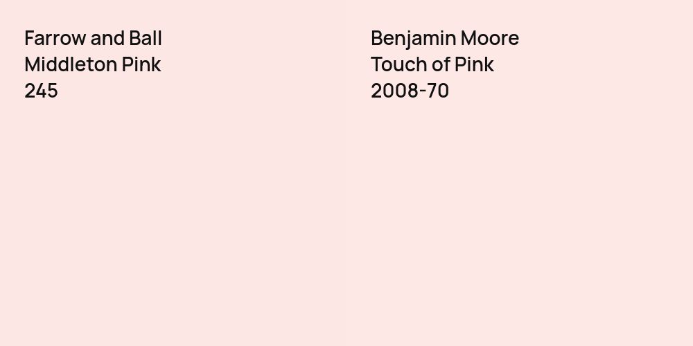 Farrow and Ball Middleton Pink vs. Benjamin Moore Touch of Pink