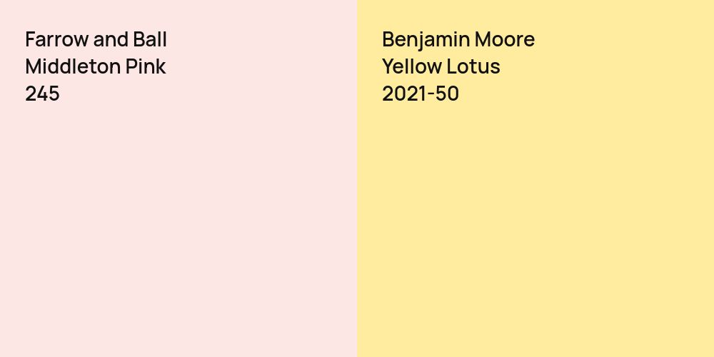 Farrow and Ball Middleton Pink vs. Benjamin Moore Yellow Lotus