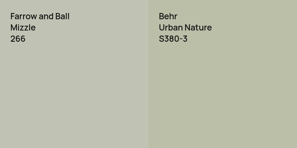 Farrow and Ball Mizzle vs. Behr Urban Nature