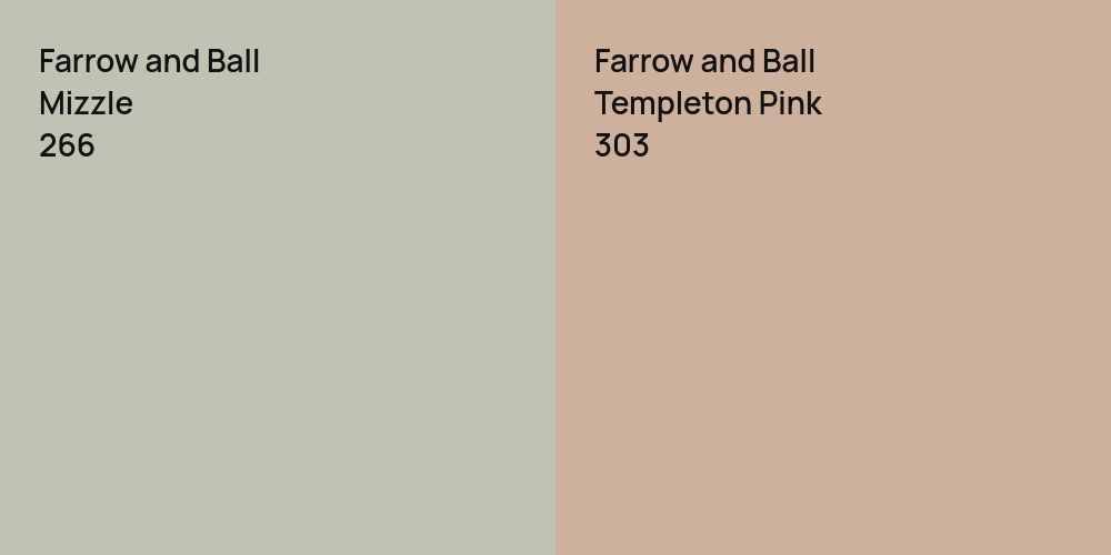 Farrow and Ball Mizzle vs. Farrow and Ball Templeton Pink