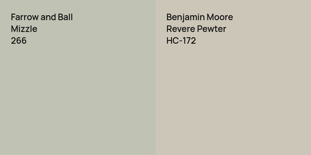 Farrow and Ball Mizzle vs. Benjamin Moore Revere Pewter