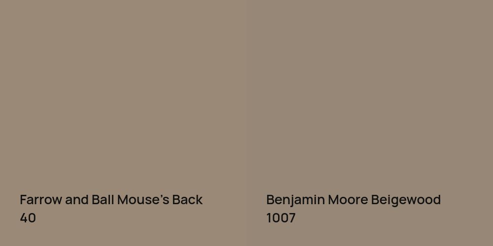 Farrow and Ball Mouse's Back vs. Benjamin Moore Beigewood