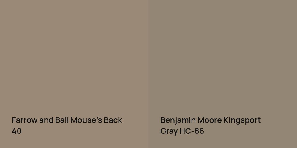 Farrow and Ball Mouse's Back vs. Benjamin Moore Kingsport Gray