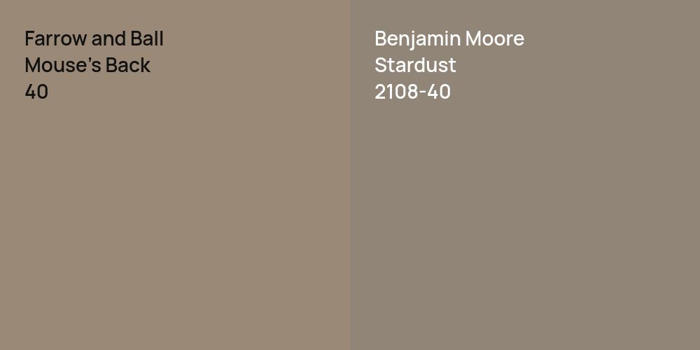 Farrow and Ball Mouse's Back vs. Benjamin Moore Stardust