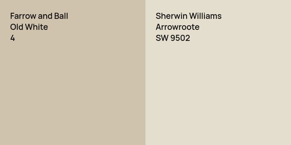 Farrow and Ball Old White vs. Sherwin Williams Arrowroote