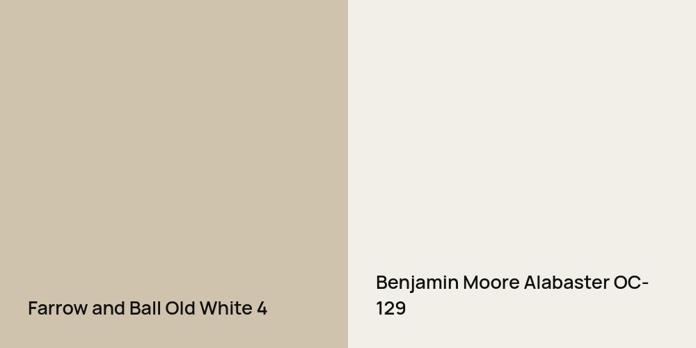 Farrow and Ball Old White vs. Benjamin Moore Alabaster