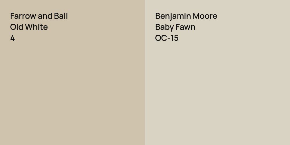 Farrow and Ball Old White vs. Benjamin Moore Baby Fawn