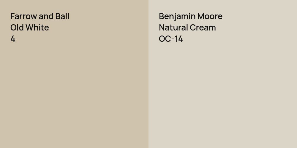 Farrow and Ball Old White vs. Benjamin Moore Natural Cream