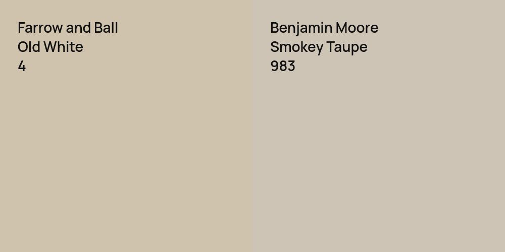 Farrow and Ball Old White vs. Benjamin Moore Smokey Taupe