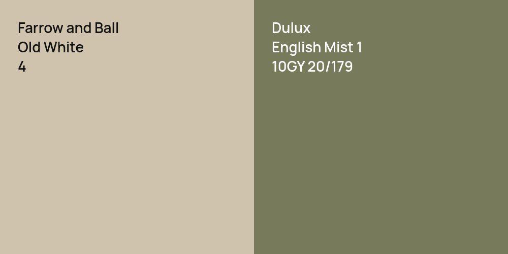 Farrow and Ball Old White vs. Dulux English Mist 1