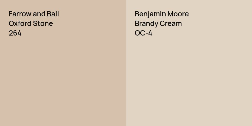 Farrow and Ball Oxford Stone vs. Benjamin Moore Brandy Cream