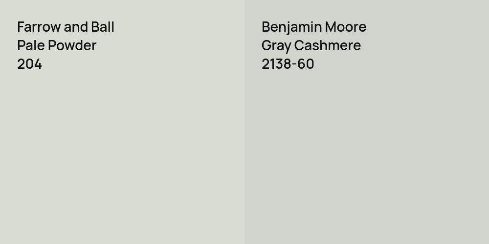 Farrow and Ball Pale Powder vs. Benjamin Moore Gray Cashmere