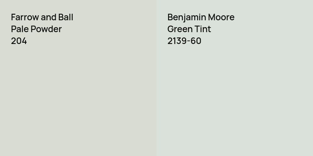 Farrow and Ball Pale Powder vs. Benjamin Moore Green Tint