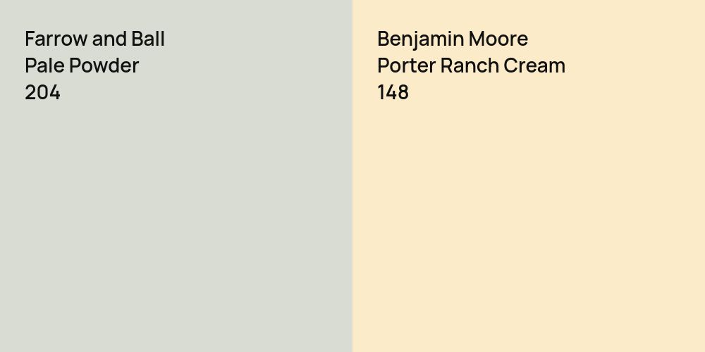 Farrow and Ball Pale Powder vs. Benjamin Moore Porter Ranch Cream