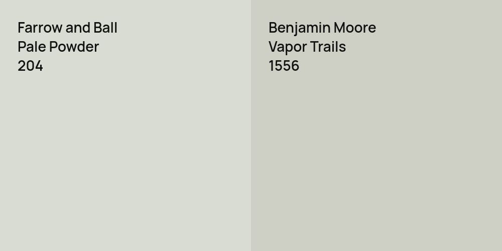 Farrow and Ball Pale Powder vs. Benjamin Moore Vapor Trails