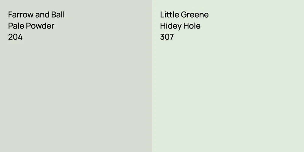 Farrow and Ball Pale Powder vs. Little Greene Hidey Hole