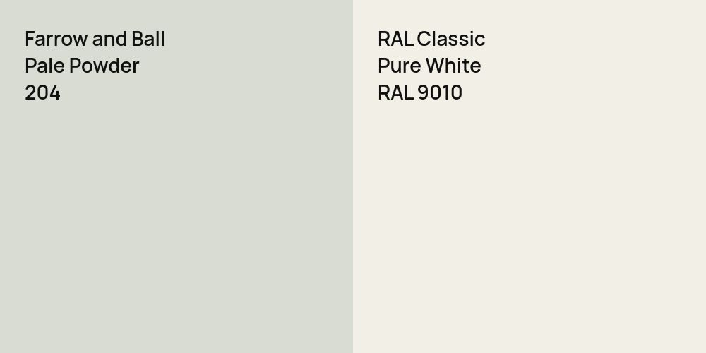 Farrow and Ball Pale Powder vs. RAL Classic Pure White