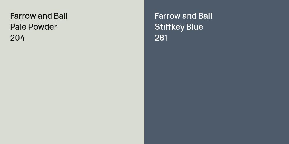 Farrow and Ball Pale Powder vs. Farrow and Ball Stiffkey Blue