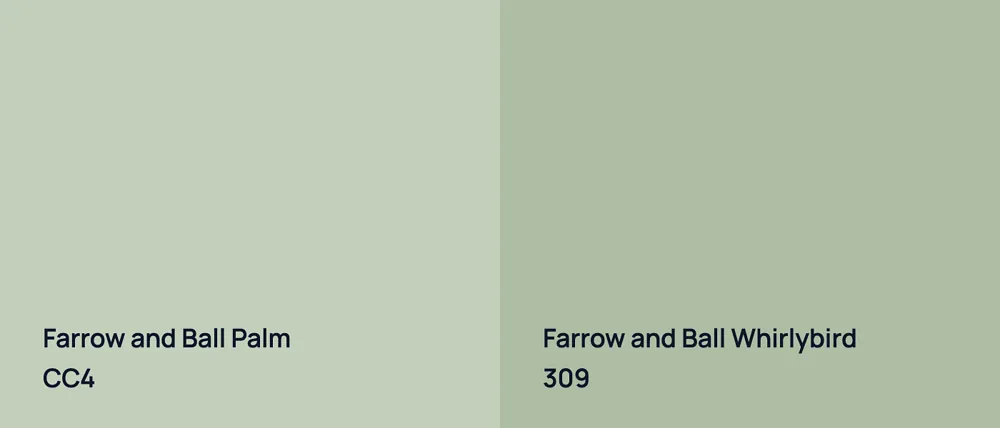 Farrow and Ball Palm CC4 vs Farrow and Ball Whirlybird 309