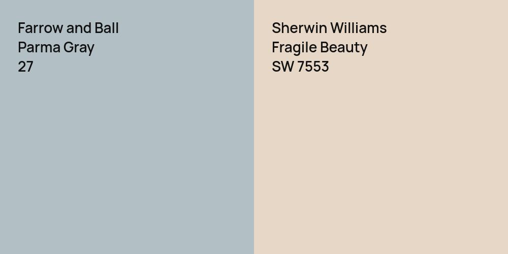 Farrow and Ball Parma Gray vs. Sherwin Williams Fragile Beauty