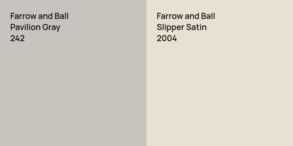 Farrow and Ball Pavilion Gray vs. Farrow and Ball Slipper Satin