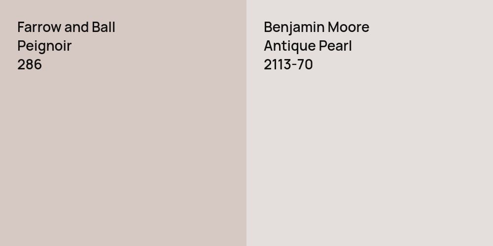 Farrow and Ball Peignoir vs. Benjamin Moore Antique Pearl