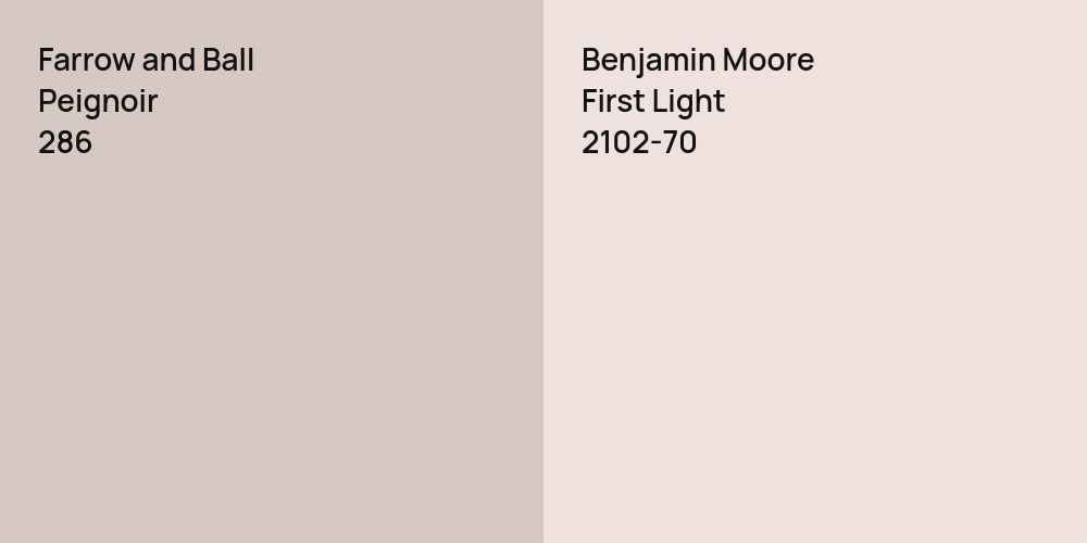 Farrow and Ball Peignoir vs. Benjamin Moore First Light