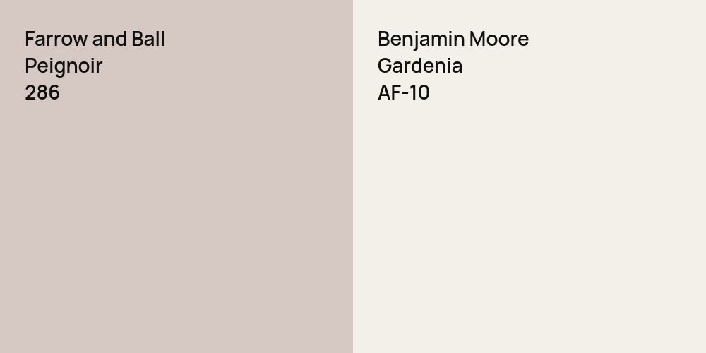 Farrow and Ball Peignoir vs. Benjamin Moore Gardenia