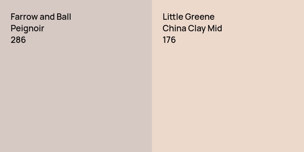 Farrow and Ball Peignoir vs. Little Greene China Clay Mid