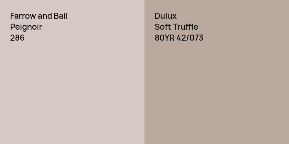 Farrow and Ball Peignoir vs. Dulux Soft Truffle