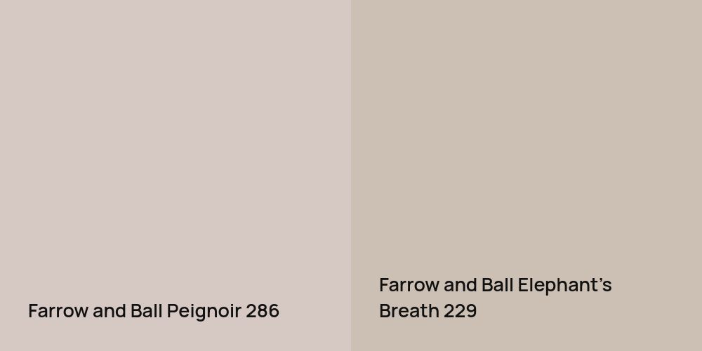 Farrow and Ball Peignoir vs. Farrow and Ball Elephant's Breath