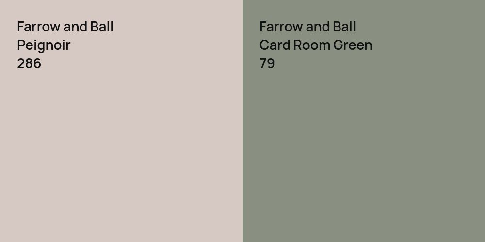 Farrow and Ball Peignoir vs. Farrow and Ball Card Room Green