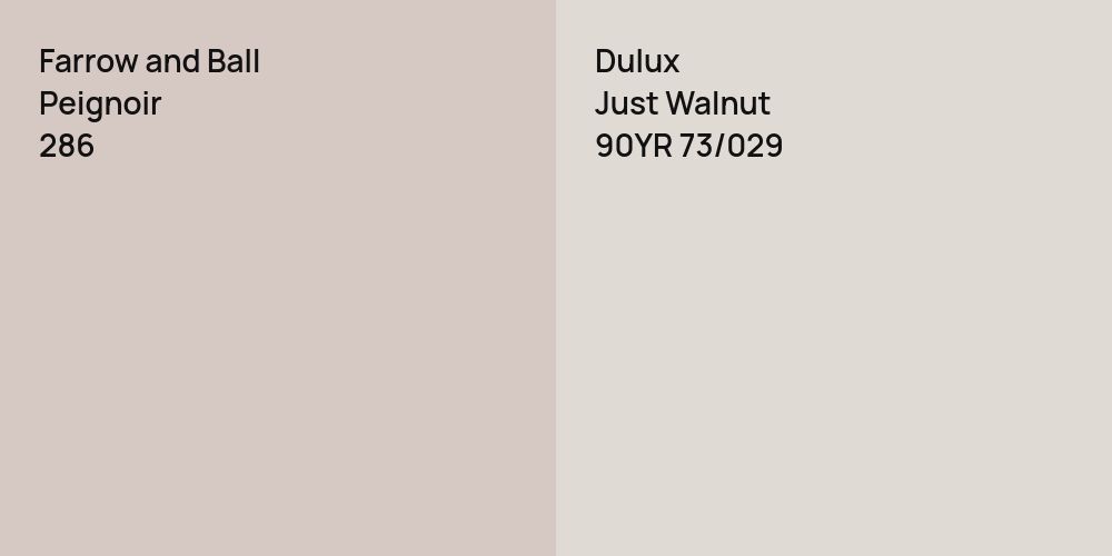 Farrow and Ball Peignoir vs. Dulux Just Walnut