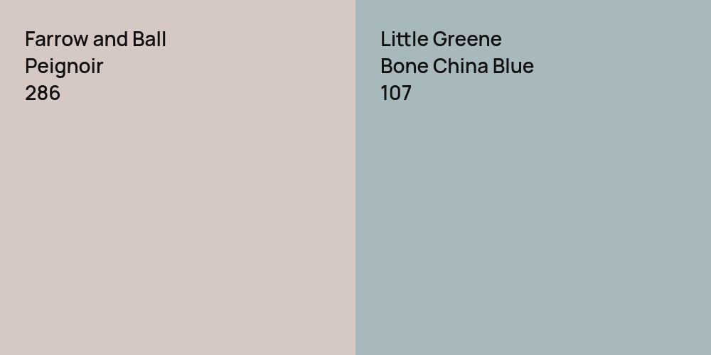 Farrow and Ball Peignoir vs. Little Greene Bone China Blue