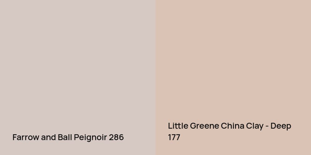 Farrow and Ball Peignoir vs. Little Greene China Clay - Deep