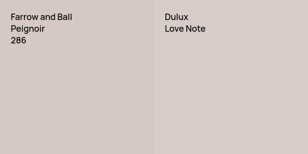 Farrow and Ball Peignoir vs. Dulux Love Note