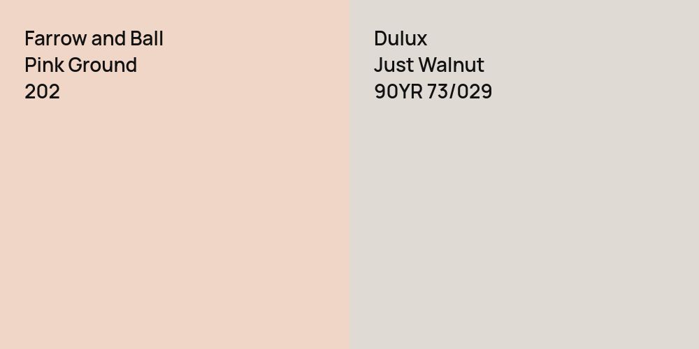 Farrow and Ball Pink Ground vs. Dulux Just Walnut