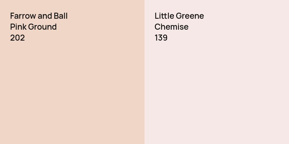 Farrow and Ball Pink Ground vs. Little Greene Chemise