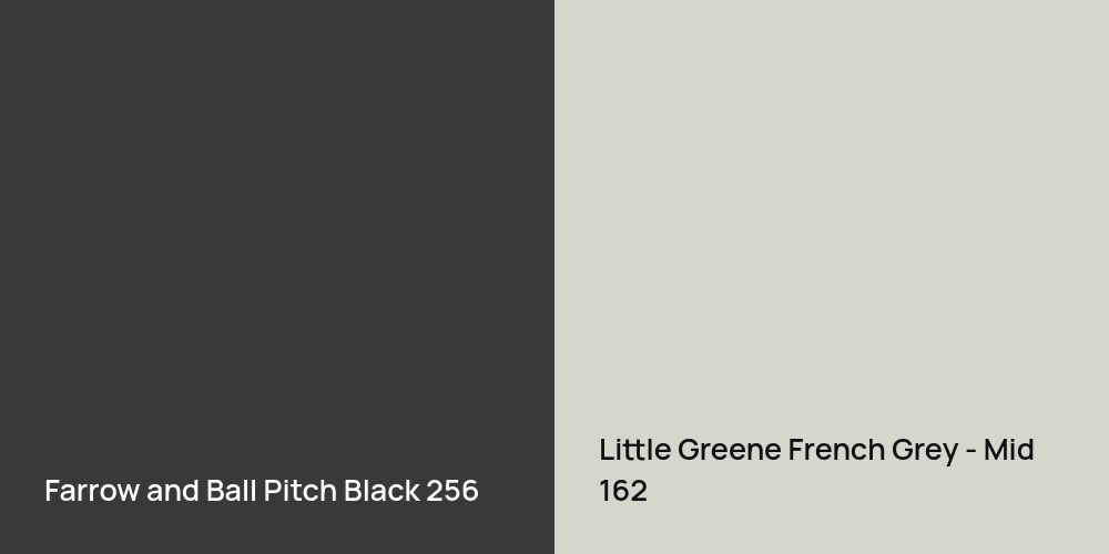 Farrow and Ball Pitch Black vs. Little Greene French Grey - Mid