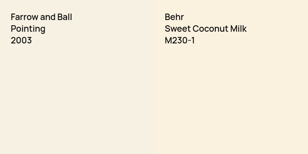 Farrow and Ball Pointing vs. Behr Sweet Coconut Milk