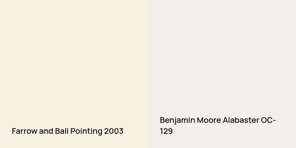 Farrow and Ball Pointing vs. Benjamin Moore Alabaster